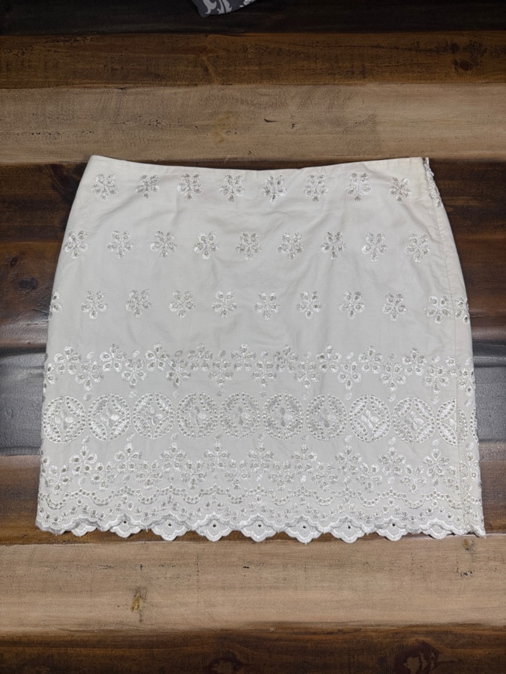 Express White Embroidered Eyelet Mini Skirt